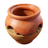 serene creative Damaged Terracotta Pot Fragment Isolated on Transparent Background high resolution png
