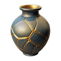 dramatic vintage Damaged Vase Repair with Kintsugi Technique Cutout authentic png