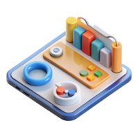 vibrant creative Data Analysis on Tablet Computer Isometric View Isolated high quality png