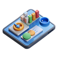 stunning artistic Data Analysis on Tablet Computer Isometric View Isolated original png