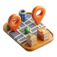 dramatic minimalist D City Map with Navigation Icons Cutout Element high quality png