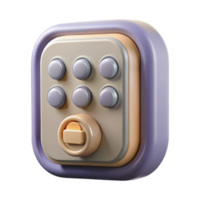 wonderful minimalist Smart Lock Keypad Front View Illuminated Buttons Transparent Background genuine png