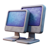 vibrant modern Desktop Computer with Dual Monitors Isolated Element genuine png