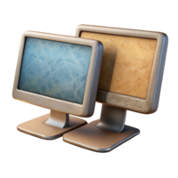 elegant abstract Desktop Computer with Dual Monitors Isolated Element detailed png