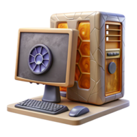 vibrant contemporary Desktop Computer with High-end Graphics Card Isolated Element png