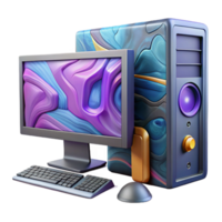 elegant vintage Desktop Computer with High-end Graphics Card Isolated Element premium png
