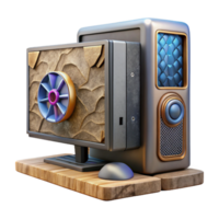 vibrant abstract Desktop Computer with High-end Graphics Card Isolated Element authentic png