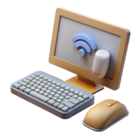 serene traditional Desktop Computer with Wireless Keyboard and Mouse Isolated Element high quality png