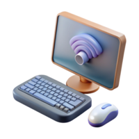 vibrant minimalist Desktop Computer with Wireless Keyboard and Mouse Isolated Element authentic png