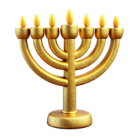 elegant contemporary Sparkling Gold Hanukkah Menorah Isolated on Transparent Background authentic png