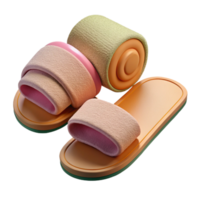serene abstract Spa Slippers and Towel Flat Lay Isolated premium png