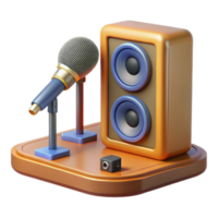 impressive creative Speaker on Stage with Microphone Isolated on Transparent Background original png