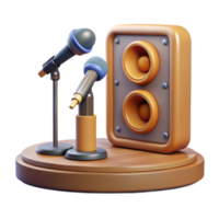 dramatic artistic Speaker on Stage with Microphone Isolated on Transparent Background premium png