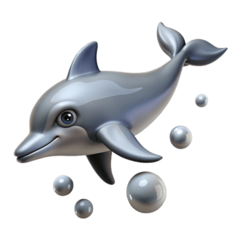 extraordinário vintage golfinho jogando com bolhas cinzento transparente fundo Alto resolução png