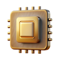 extraordinary classic Square Ai Chip with Gold Contacts Isolated Element high resolution png