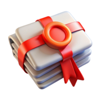 serene rustic Stack of Certificates with Red Ribbons Cutout original png