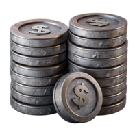 impressive vintage Stack of Coins Front View Cutout Element png