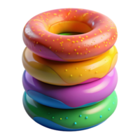 dramatic modern Stack of Colorful Doughnuts Transparent Background exclusive png