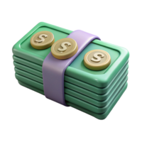 vibrant classic Stack of Money Side View Isolated Element detailed png