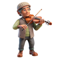 impressive contemporary Street Musician Violin Playing Isolated exclusive png