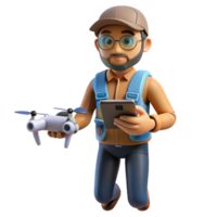 magnificent rustic Drone Pilot Holding Remote Controller Transparent Background original png