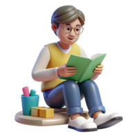 extraordinary vintage Student Studying with Flashcards Transparent Background high quality png