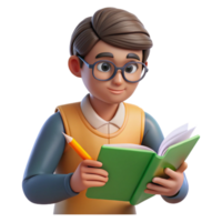 elegant minimalist Student Studying with Textbook and Highlighter Transparent Background exclusive png