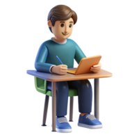 extraordinary rustic Student Taking Notes in Notebook Transparent Background detailed png