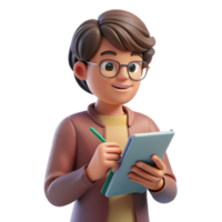 wonderful abstract Student Taking Notes in Notebook Transparent Background high quality png