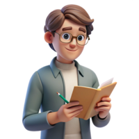 impressive artistic Student Taking Notes in Notebook Transparent Background png