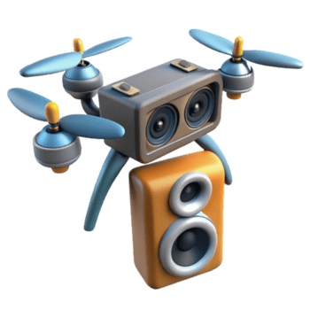 beeindruckend rustikal Drohne mit befestigt Lautsprecher System ausgeschnitten exklusiv png