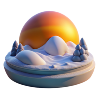 magnificent rustic Sunrise Over Snowy Landscape Colorful View Isolated authentic png
