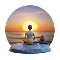 magnificent traditional Sunset Meditation Scene Cutout with Calm Ocean View exclusive png