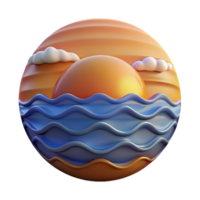 wonderful abstract Sunset Ocean Scene Cutout with Calm Waves exclusive png