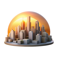 impressive minimalist Sunset Over City Skyline Golden Hour Glow Isolated authentic png