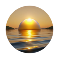 dramatic abstract Sunset Over Lake Golden Reflection Calm Water Transparent Background authentic png