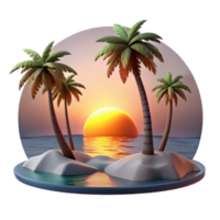 elegant modern Sunset Over Ocean Landscape with Palm Trees Isolated professional png