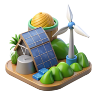 wonderful rustic Sustainable Energy Grid with Wind and Solar Power Transparent high resolution png