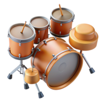 beautiful rustic Drum Set Overhead View Realistic Style Isolated exclusive png