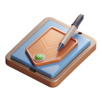 elegant rustic Tablet with Stylus Isometric View Cutout Transparent Background authentic png