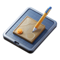 elegant minimalist Tablet with Stylus Isometric View Cutout Transparent Background png