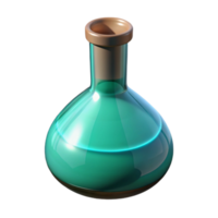 elegant minimalist Teal Laboratory Flask Filled with Liquid Isolated authentic png