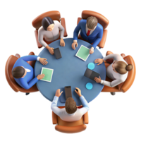 impressive abstract Team Meeting Around Table Top View Transparent Background professional png