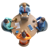dramatic artistic Team Meeting Around Table Top View Transparent Background professional png