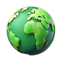 serene classic Earth Globe Icon with Green Continents Isolated high resolution png