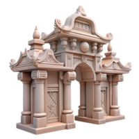 dramatic rustic Temple Gate with Intricate Carvings Transparent Background high resolution png