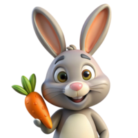 extraordinary rustic Easter Bunny with Carrot Transparent Background high quality png