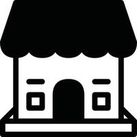 Illustration Of A Storefront With Awning In Minimalist Black Outline Style. store icon vector