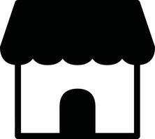 A minimalist icon design representing a small storefront with an awning, showcasing simplistic graphical aesthetics. Perfect for commerce, business, or marketplace conceptual themes vector