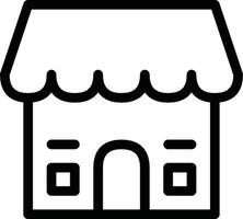 Illustration Of A Storefront With Awning In Minimalist Black Outline Style. Shop Icon vector